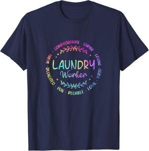 Tie Dye Laundry Worker Appreciation Week Healthcare T-Shirt - T-Shirt | Navy