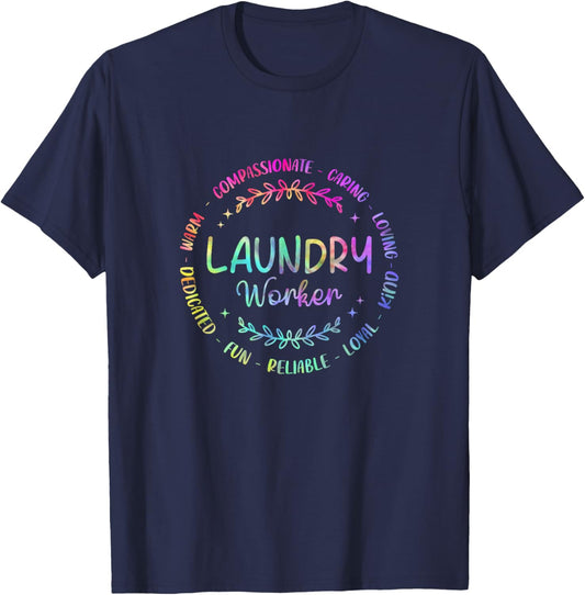 Tie Dye Laundry Worker Appreciation Week Healthcare T-Shirt - T-Shirt | Navy