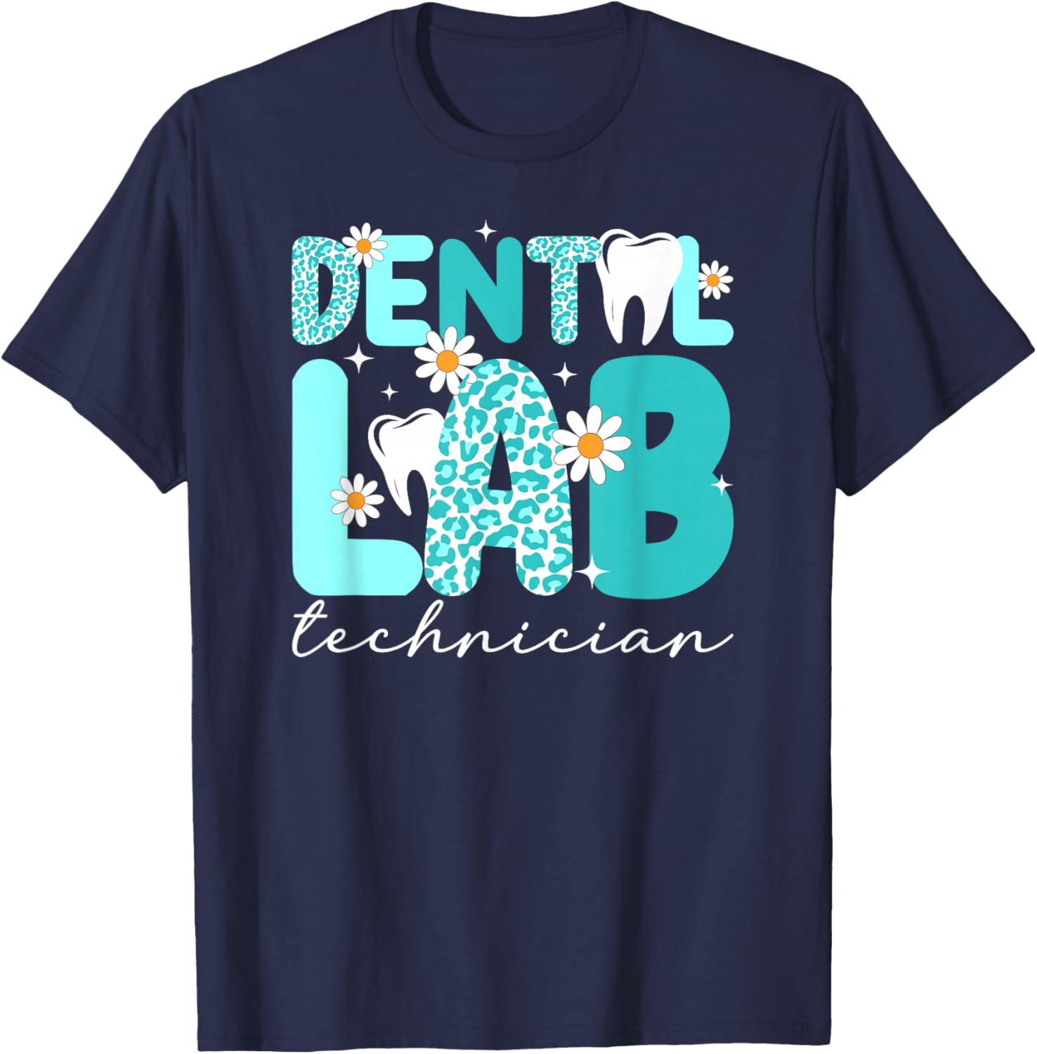 Dental Lab Technician Leopard Dental Laboratory Tech T-Shirt - T-Shirt | Navy