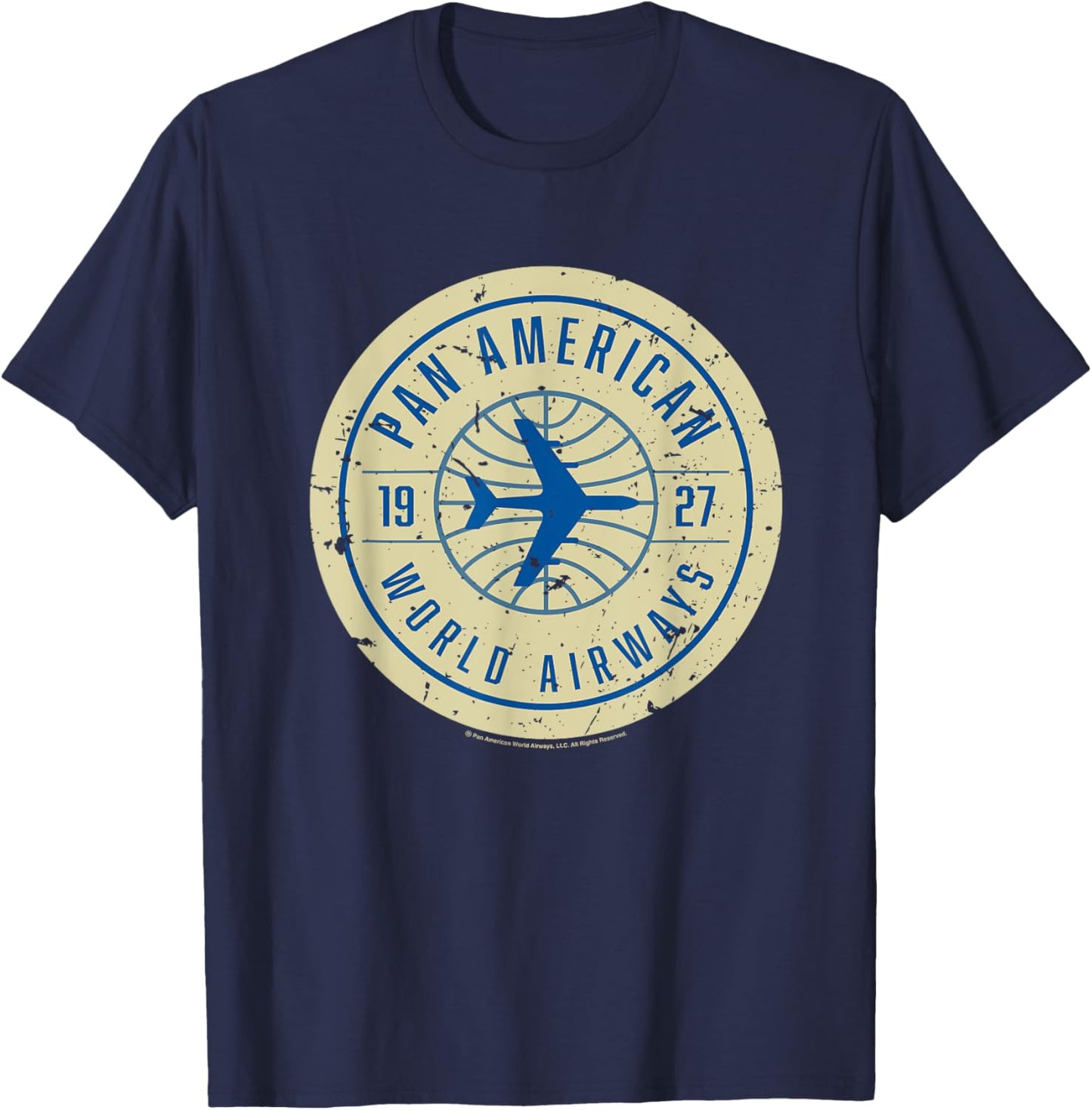 Pan Am 1927 World Airways Plane Badge Logo T-Shirt - T-Shirt | Navy