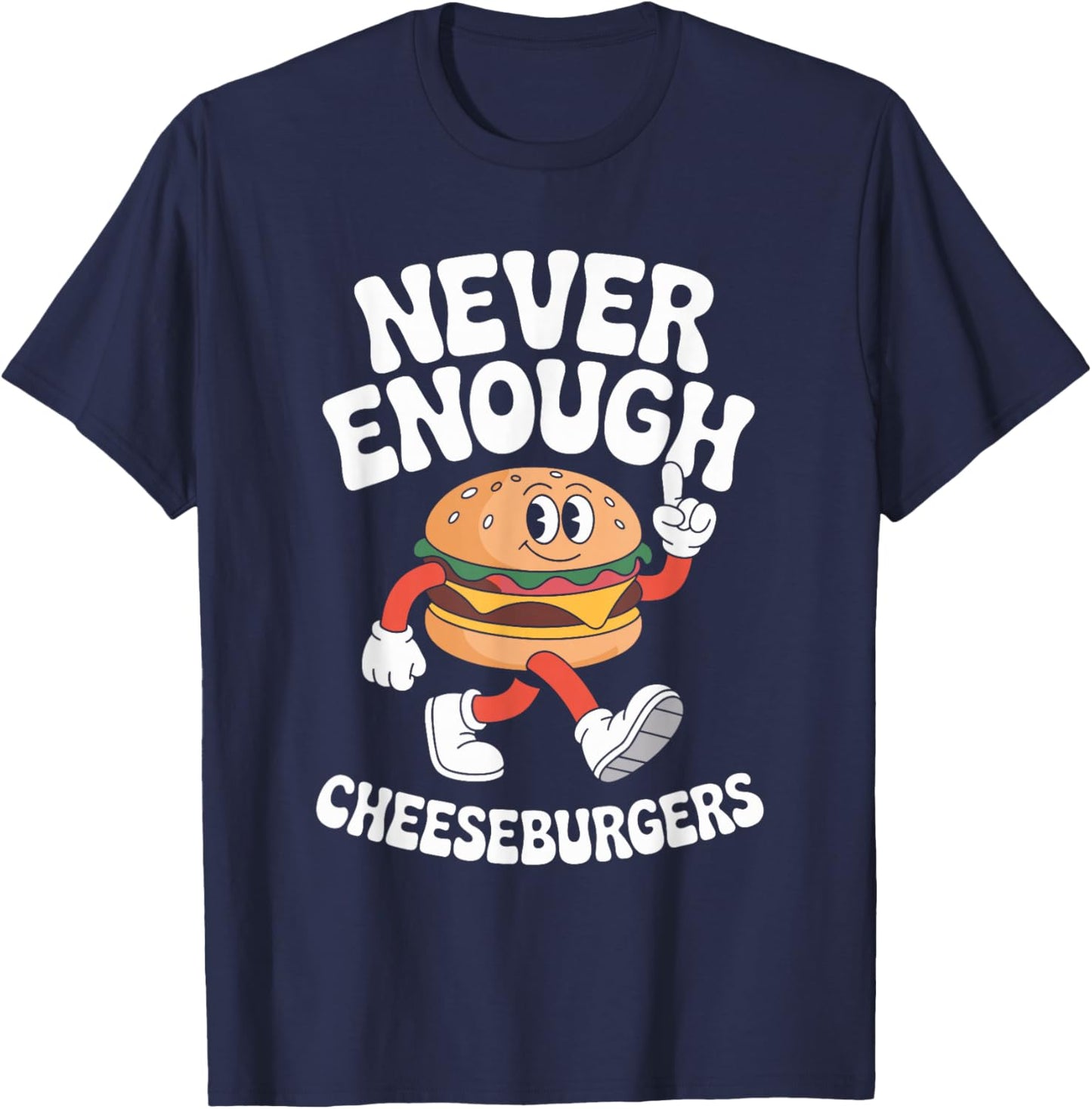 Funny Cheeseburger or Cheeseburgers Retro T-Shirt - T-Shirt | Navy