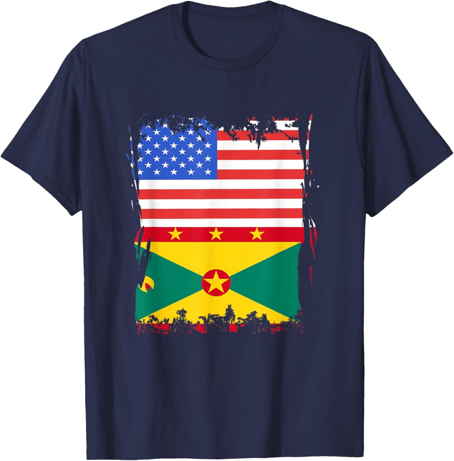 Grenada Flag America Grenadian Pride USA Grenadian Roots T-Shirt - T-Shirt | Navy