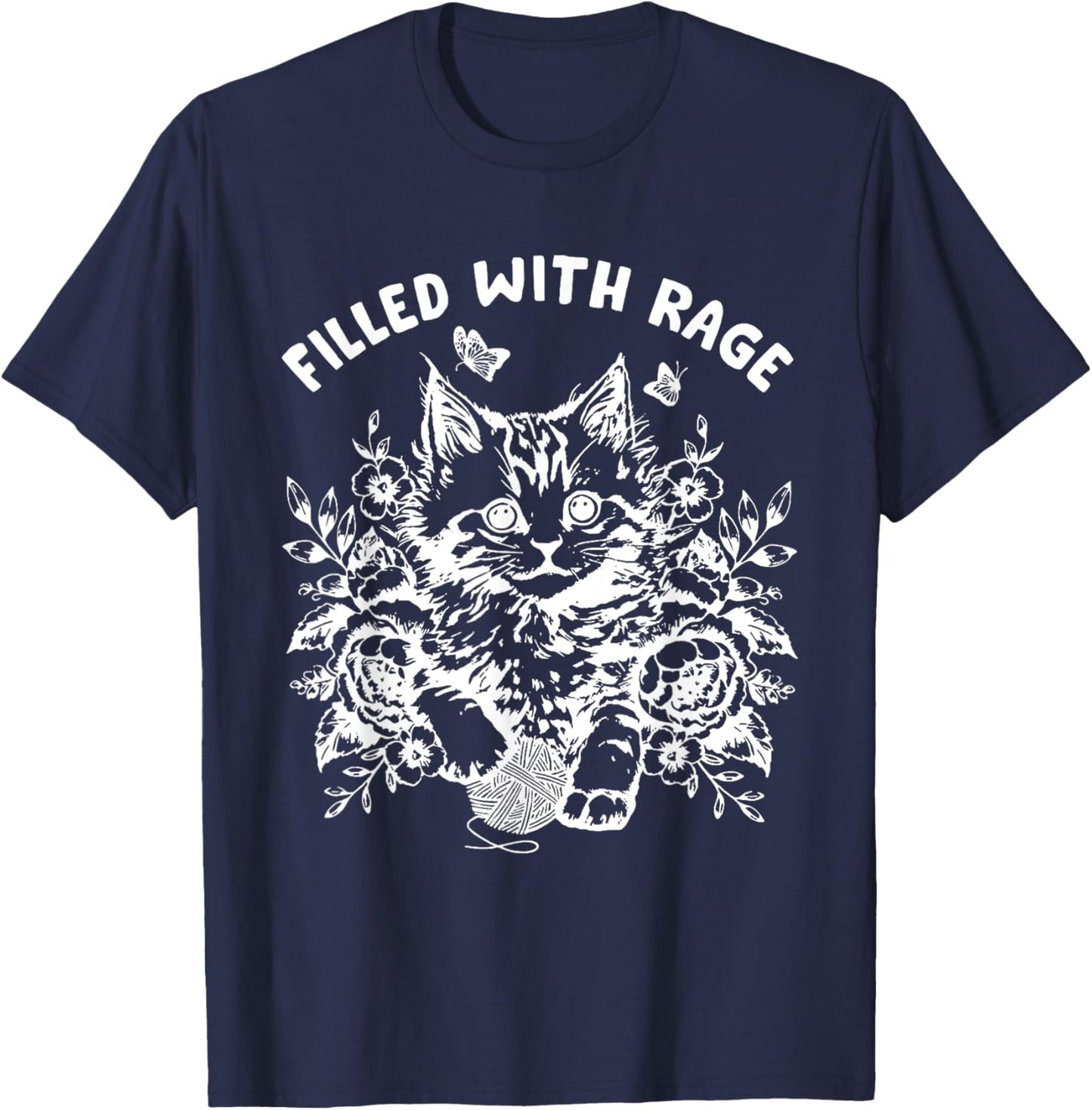 Cat Filled With Rage Men Women T-Shirt - T-Shirt | Navy