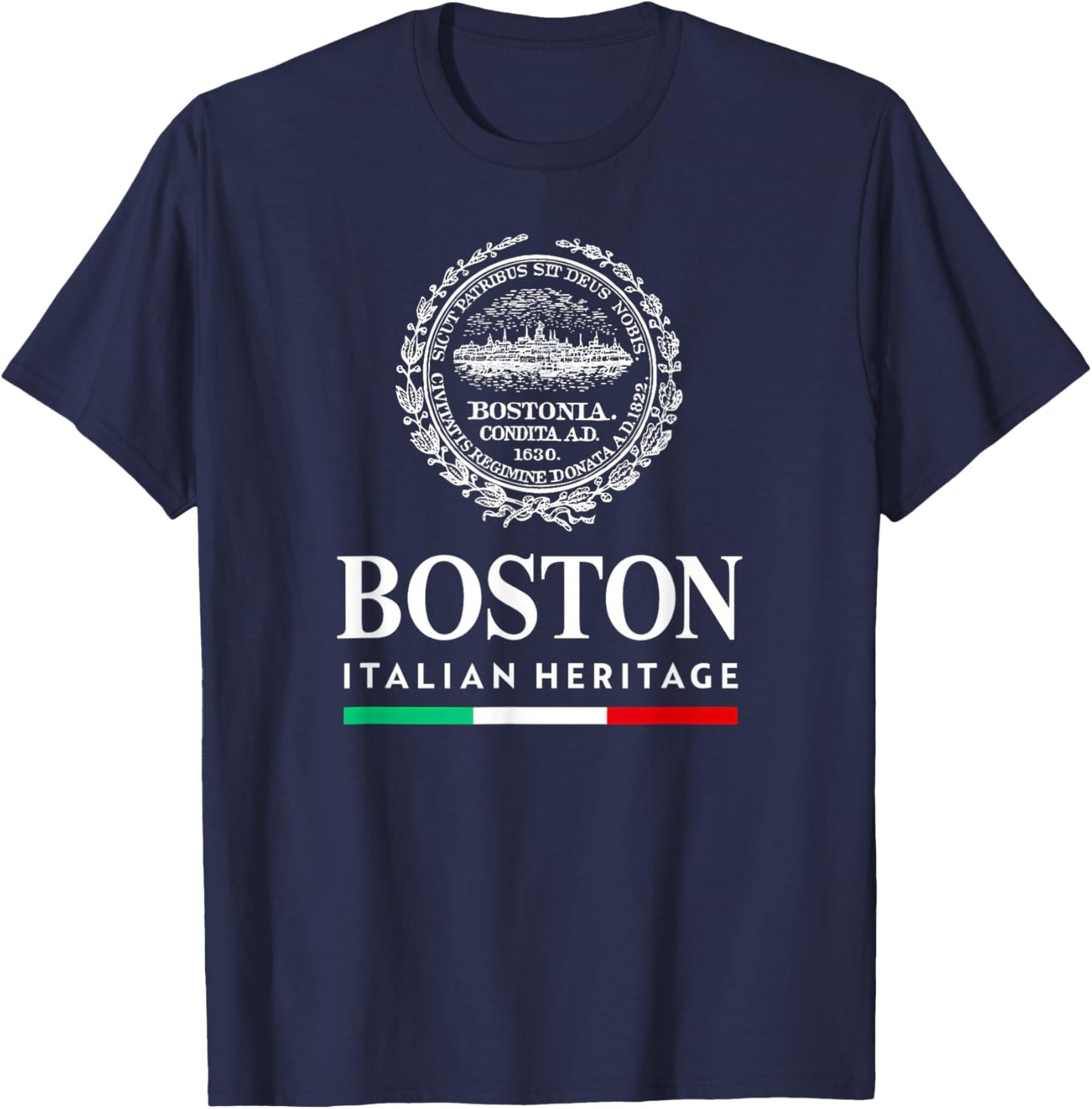 Boston Italian American Heritage Italy Flag Design T-Shirt - T-Shirt | Navy