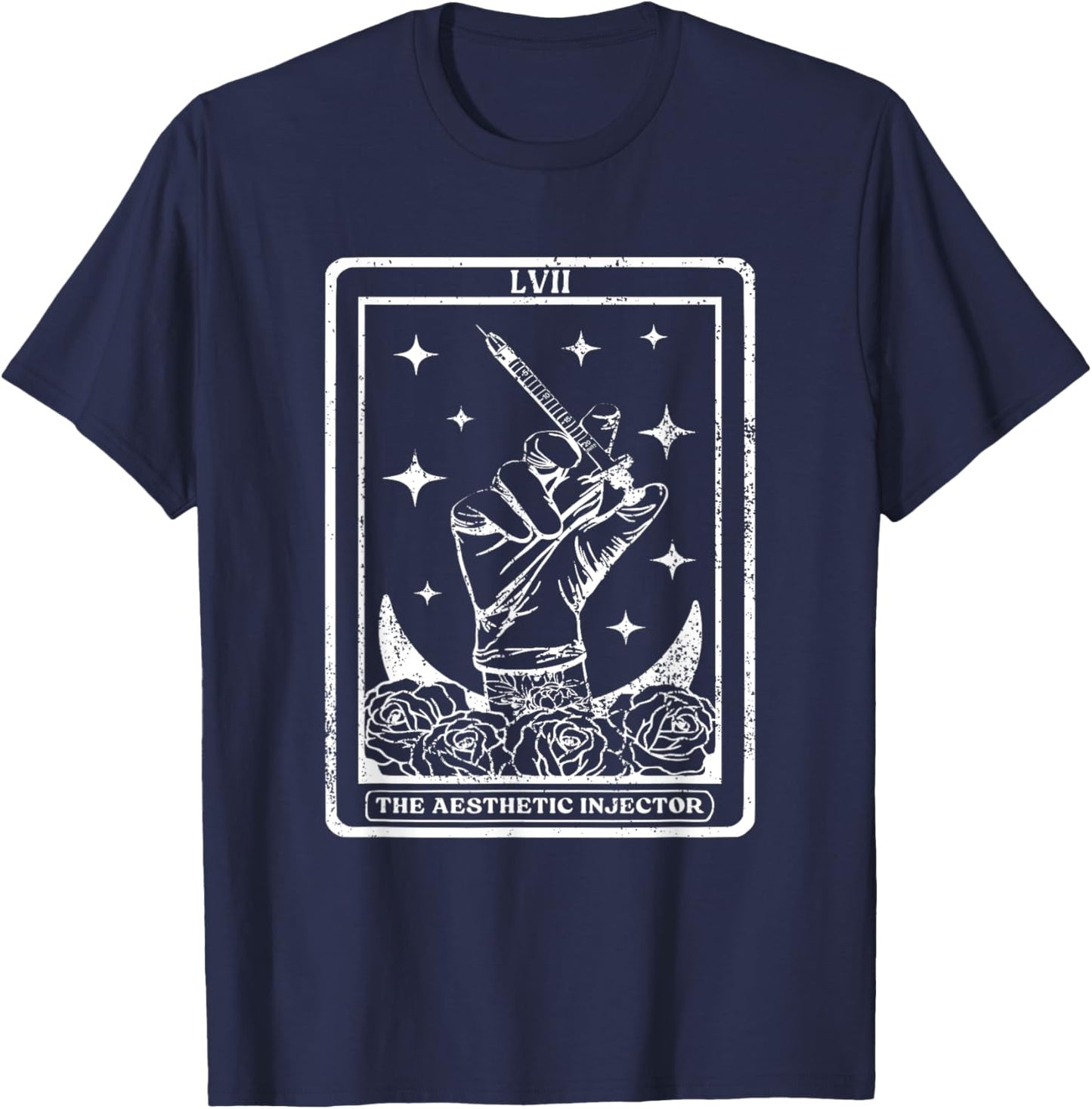 The Aesthetic Injector Tarot Card Aesthetic Nurse Injector , Small, Black T-Shirt - T-Shirt | Navy
