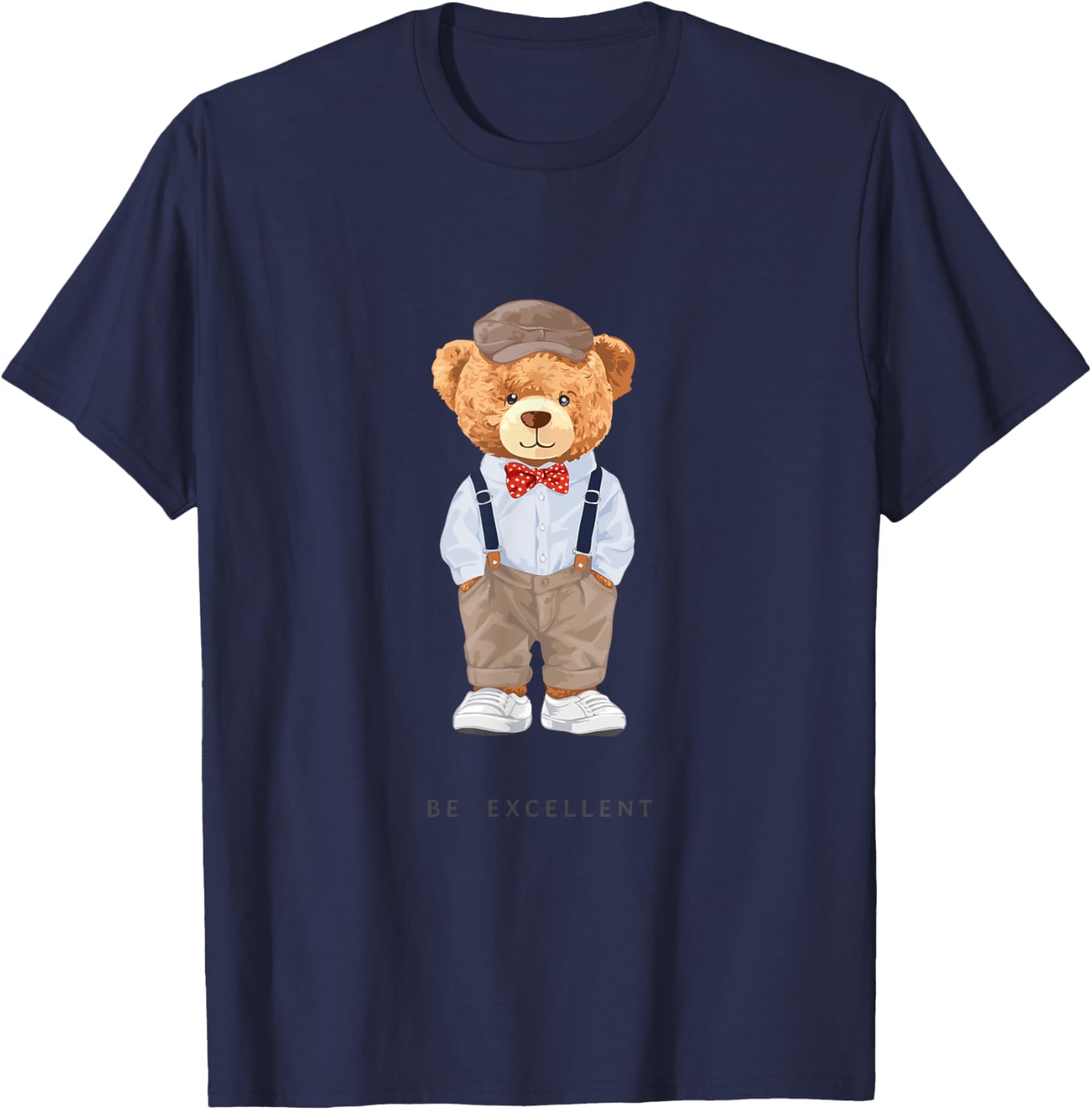 Bahaa's -Adults, Kids Black Cartoon Teddy Bear T-Shirt - T-Shirt | Navy
