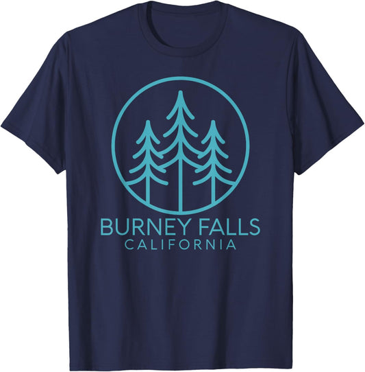 Burney Falls California USA Flag Vintage Cali Tree Shasta Ca T-Shirt - T-Shirt | Navy