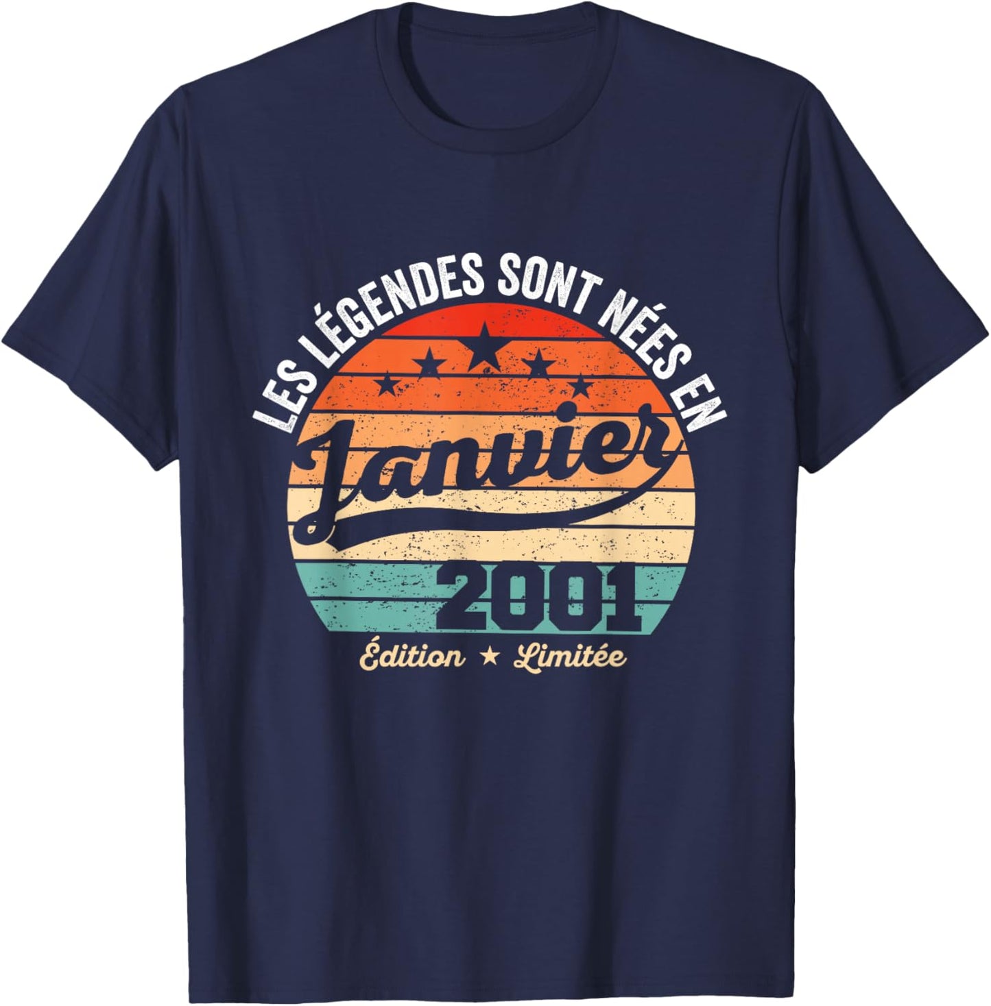 Legends Are Born in January 2001 25th Anniversary T-Shirt - T-Shirt | Navy