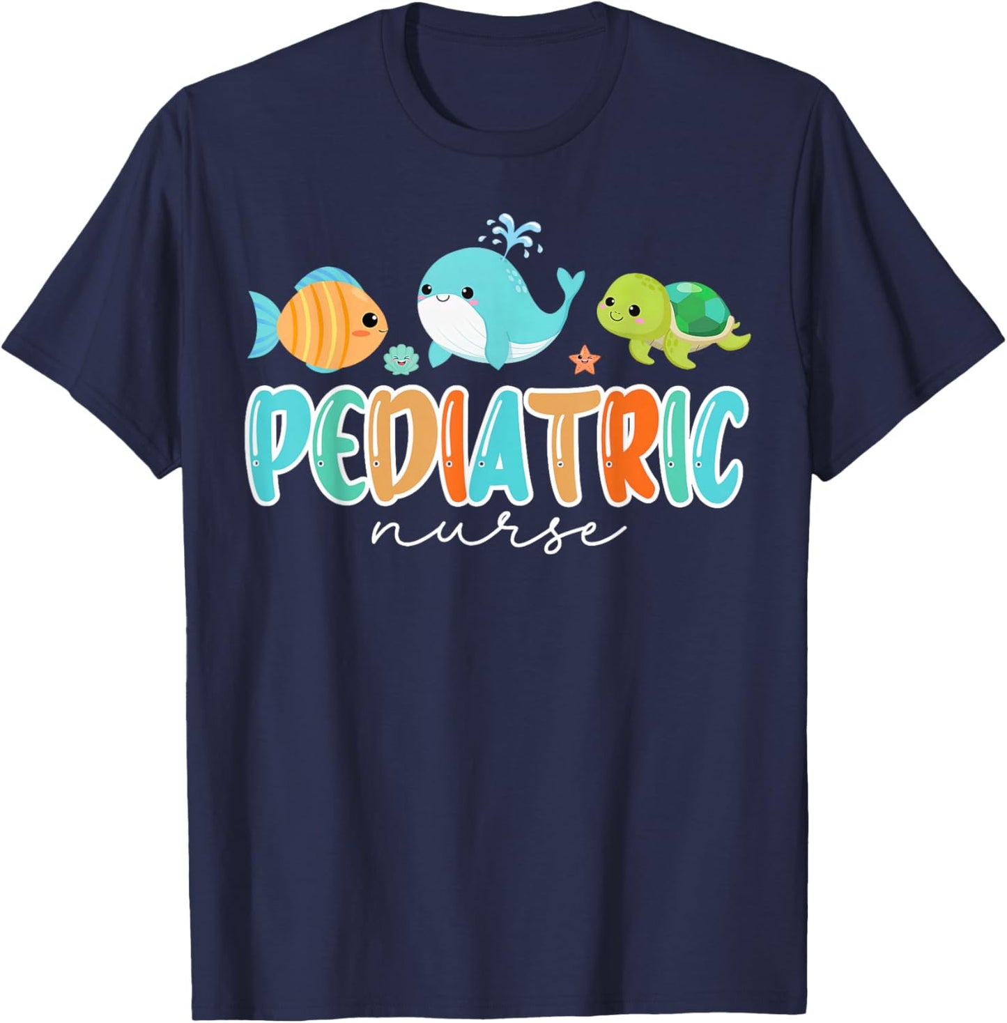 Cute Ocean Sea Summer Pediatric Nurse PEDS RN Pediatrician T-Shirt - T-Shirt | Navy