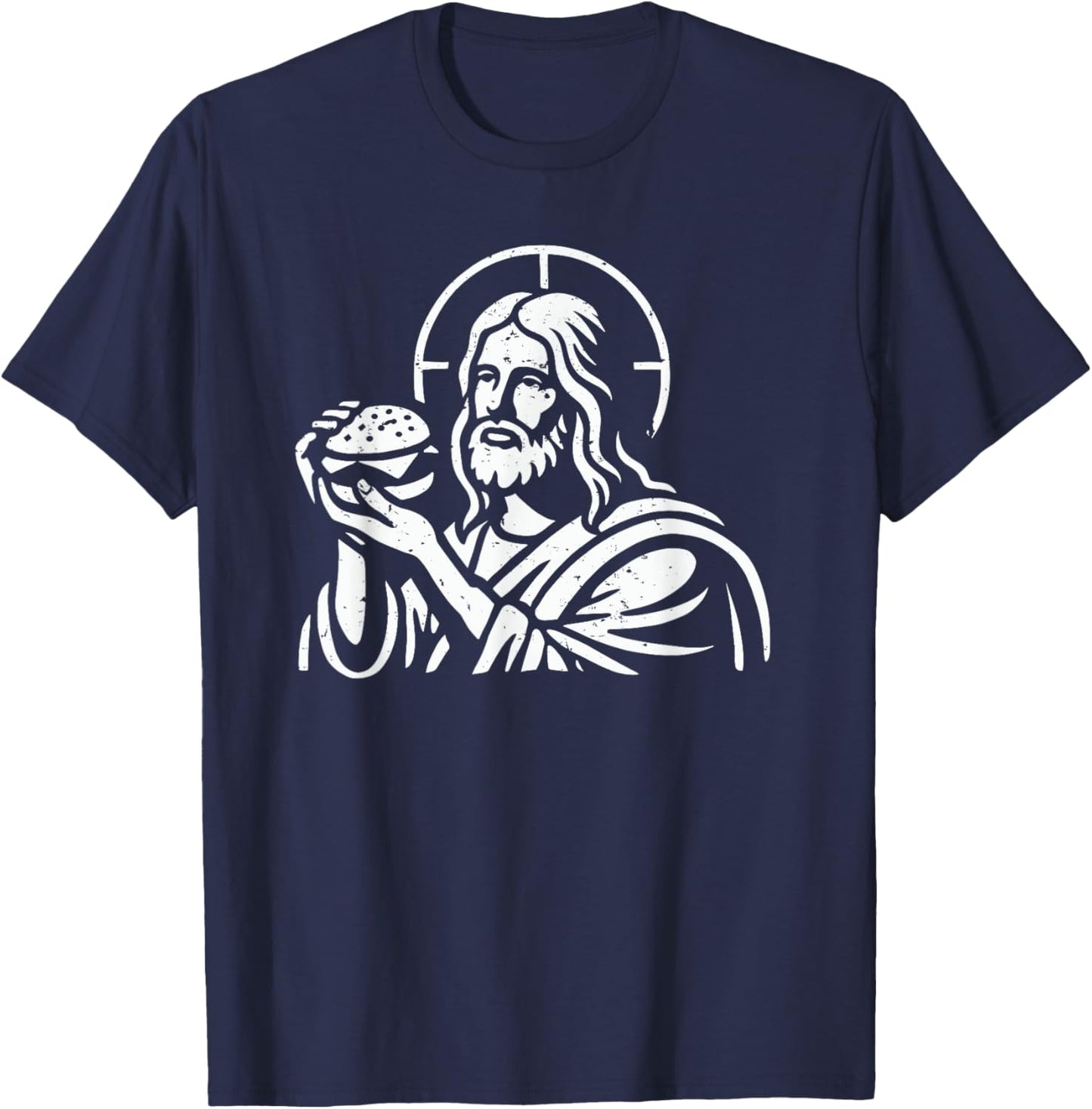 Jesus Funny Christian Cheeseburger Cheesusburger Novelty T-Shirt - T-Shirt | Navy