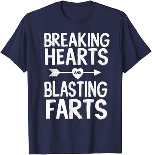 Cute Breaking Hearts And Blasting Farts Funny Valentines Day T-Shirt - T-Shirt | Navy