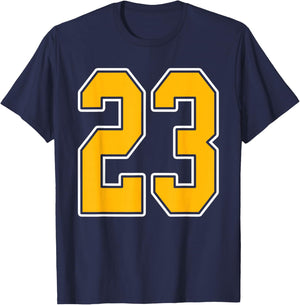 Gold and White Sports Number 23 Jersey Uniform Player T-Shirt - T-Shirt | Navy