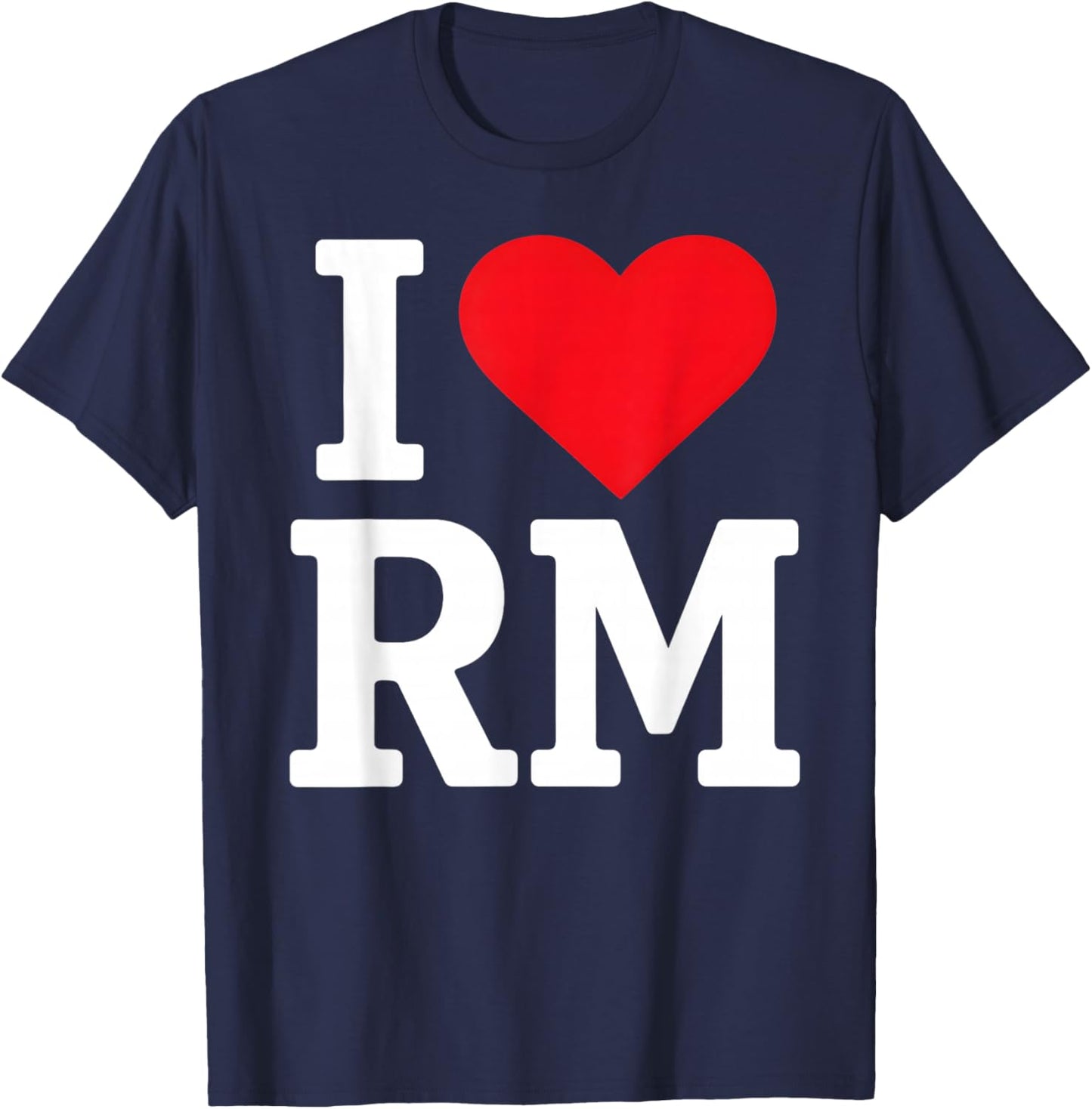 I Love RM Heart Retro Personalized First Name Groovy T-Shirt - T-Shirt | Navy