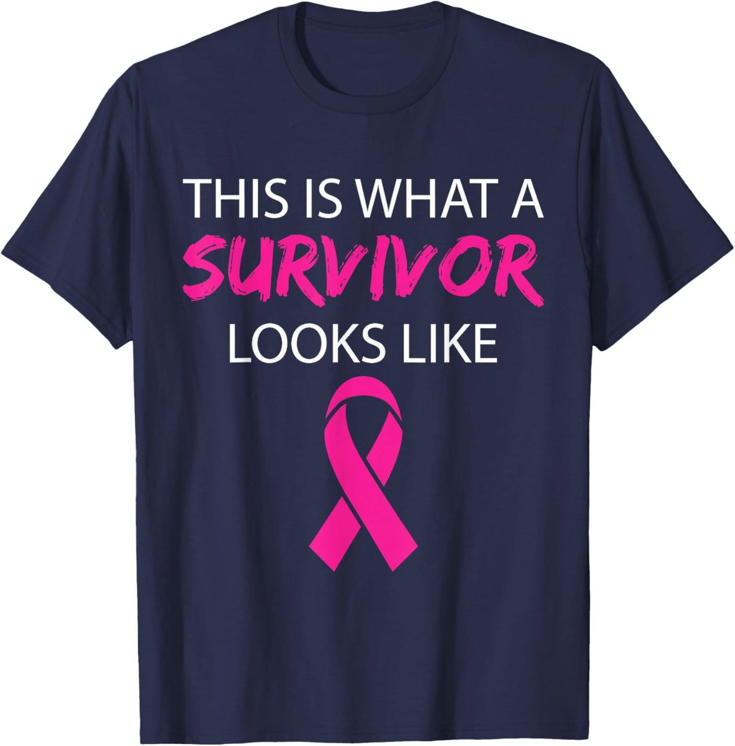 This is What A Survivor Looks Like Pink Ribbon Women Girls T-Shirt - T-Shirt | Navy