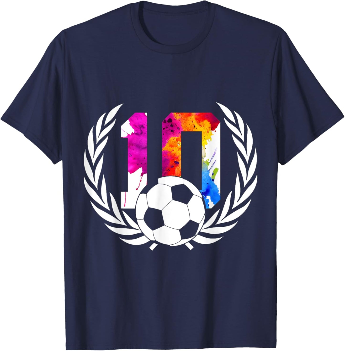 NUMMER 10 JAHRE FUßBALL 10. GEBURTSTAG T-Shirt - T-Shirt | Navy