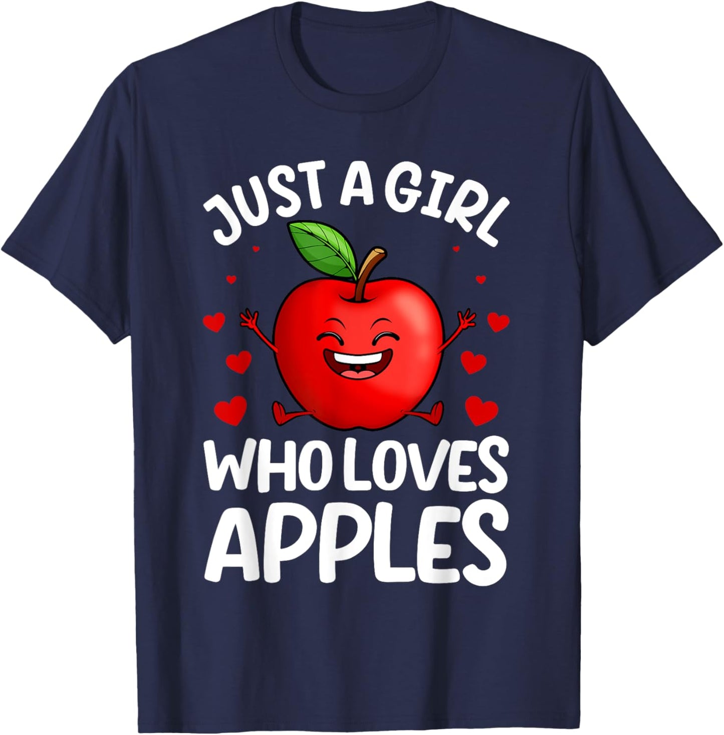 Funny Apple Art For Girls Kids Women Apple Fruit Lover Apple T-Shirt - T-Shirt | Navy