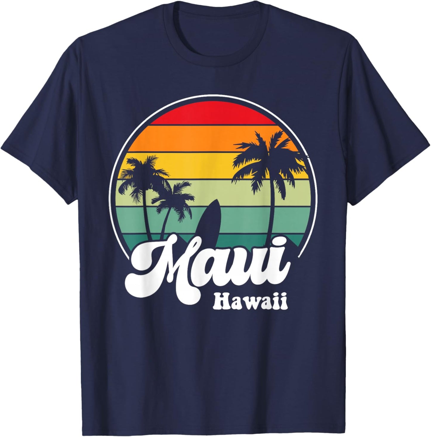 Maui Hawaii Beach Surfing Souvenir Surfboard Retro T-Shirt - T-Shirt | Navy