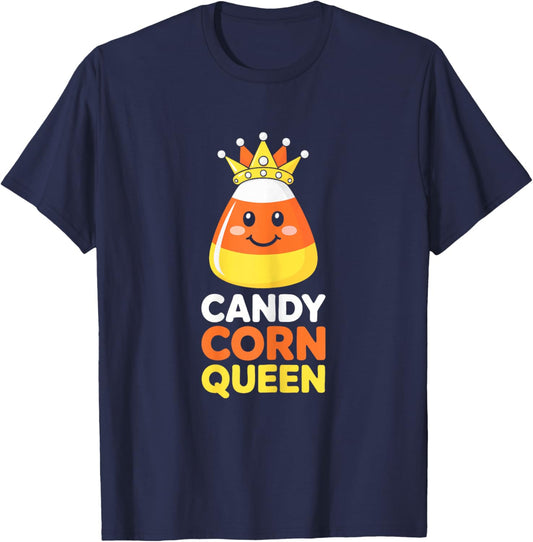 Candy Corn Queen Shirt Adult Women Girl Halloween Costume T-Shirt - T-Shirt | Navy