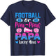 Football Or Pom Poms Papa Loves You Gender Reveal Party T-Shirt - T-Shirt | Navy