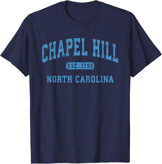 Chapel Hill North Carolina NC Vintage Athletic Sports Design T-Shirt - T-Shirt | Navy
