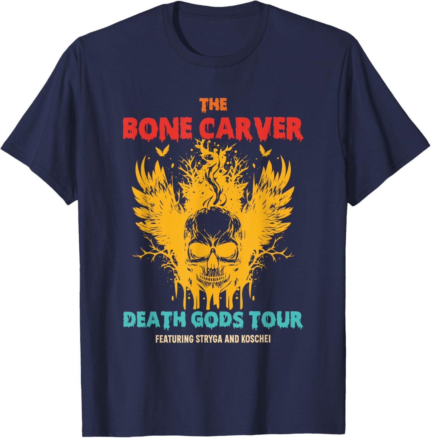 The Bone Carver Death Gods Tour Featuring Stryga And Koschei T-Shirt - T-Shirt | Navy
