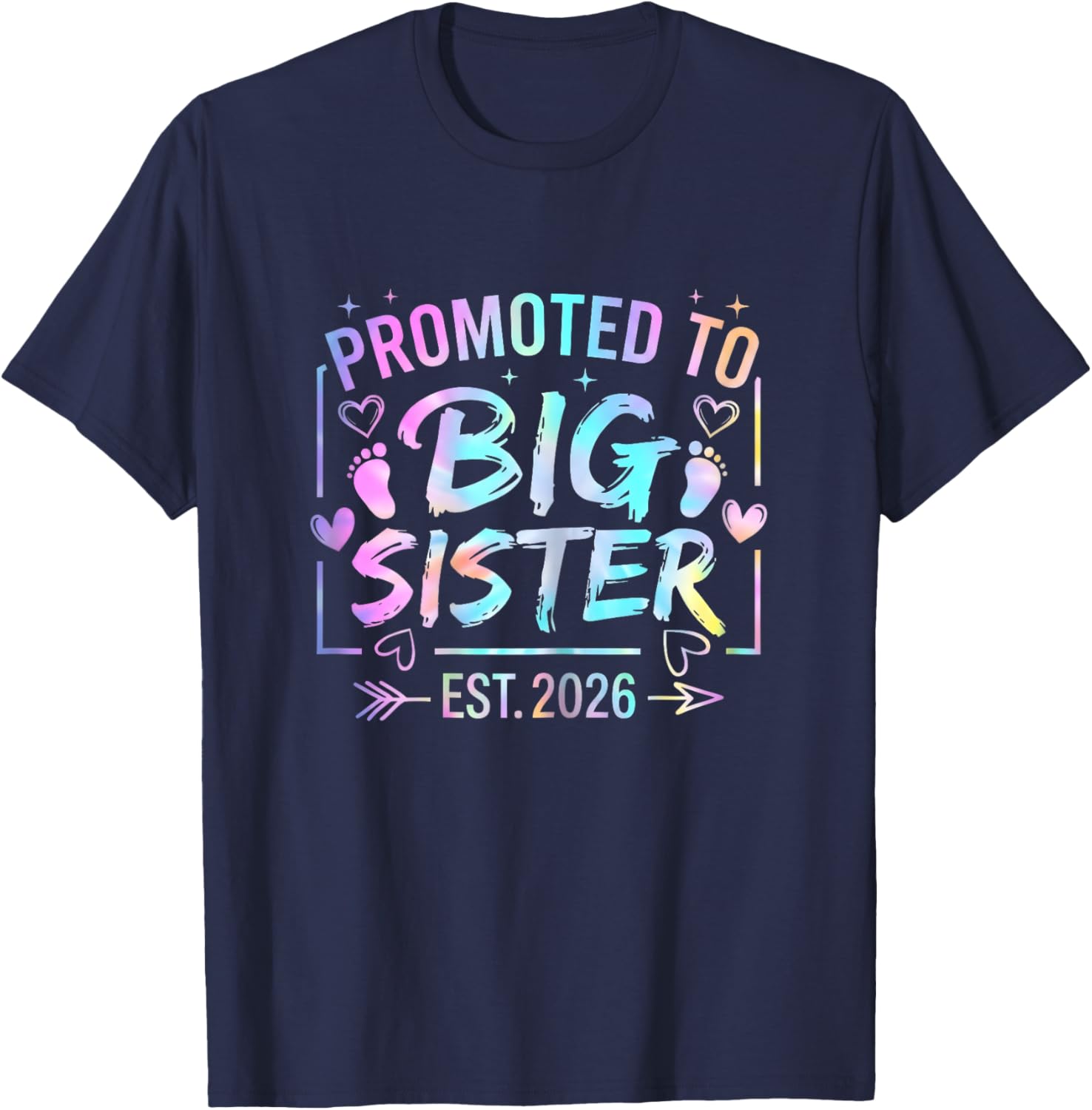 Promoted to Big Sister Est 2026 Funny Girls Kids T-Shirt - T-Shirt | Navy