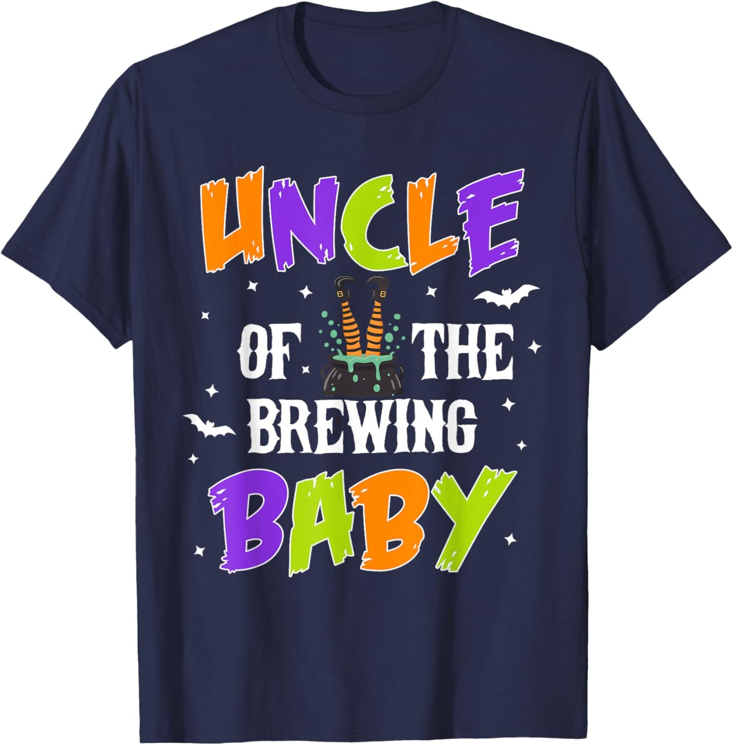Uncle of the Brewing Baby Halloween Theme Baby Shower T-Shirt - T-Shirt | Navy