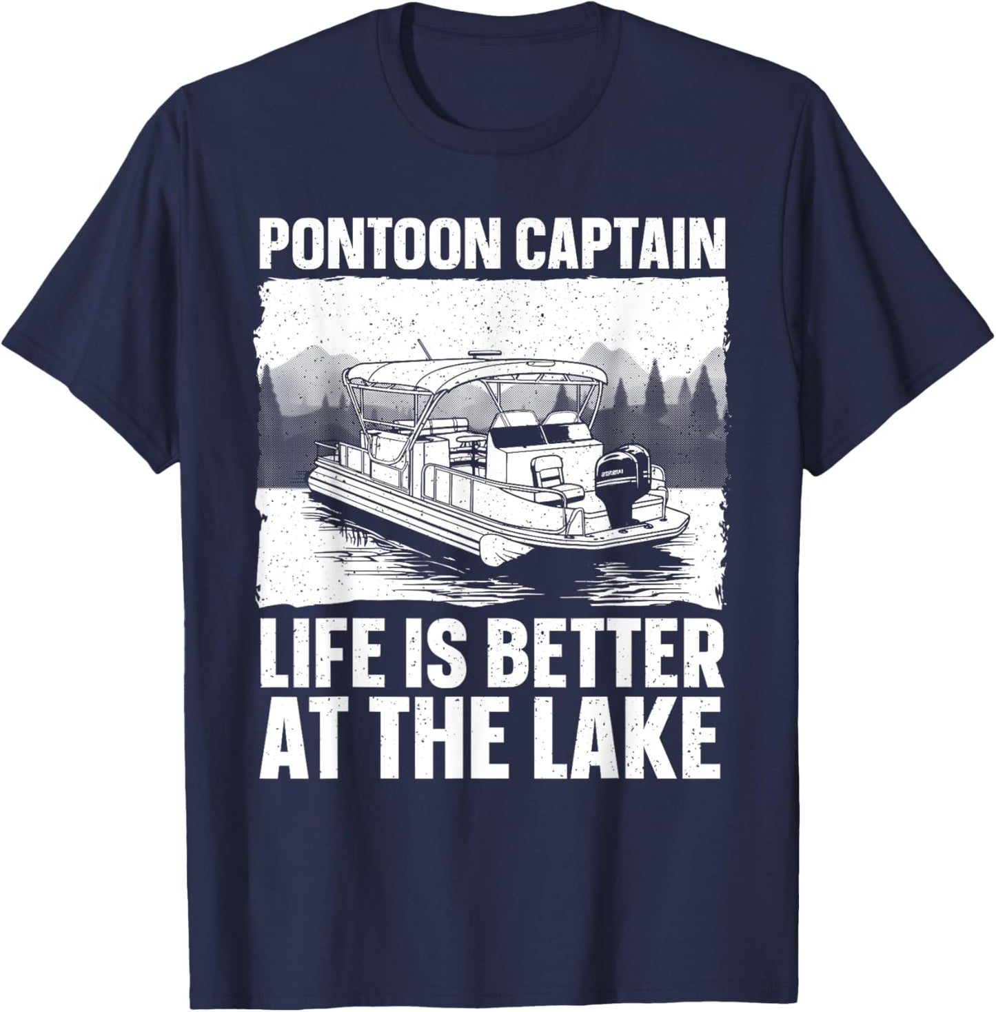 Funny Pontoon Captain Art Women Pontoon Boat Lover T-Shirt - T-Shirt | Navy
