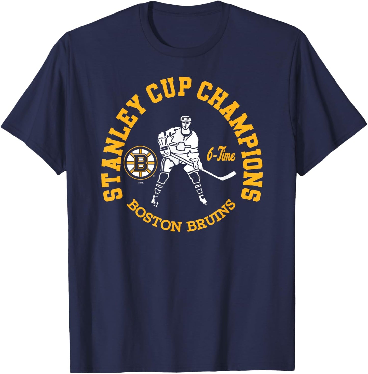 Boston Bruins Stanley Cup Champions 6-Time Black T-Shirt - T-Shirt | Navy
