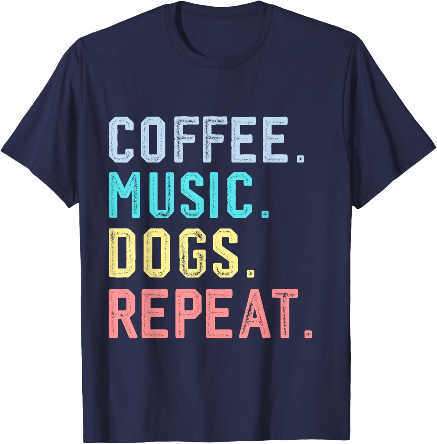 Funny Coffee Music Dogs Cute Dog Coffee Music Teacher T-Shirt - T-Shirt | Navy