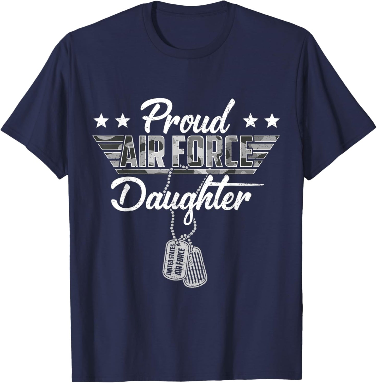 Proud Air Force Daughter Camouflage USAF Veteran Airman T-Shirt - T-Shirt | Navy