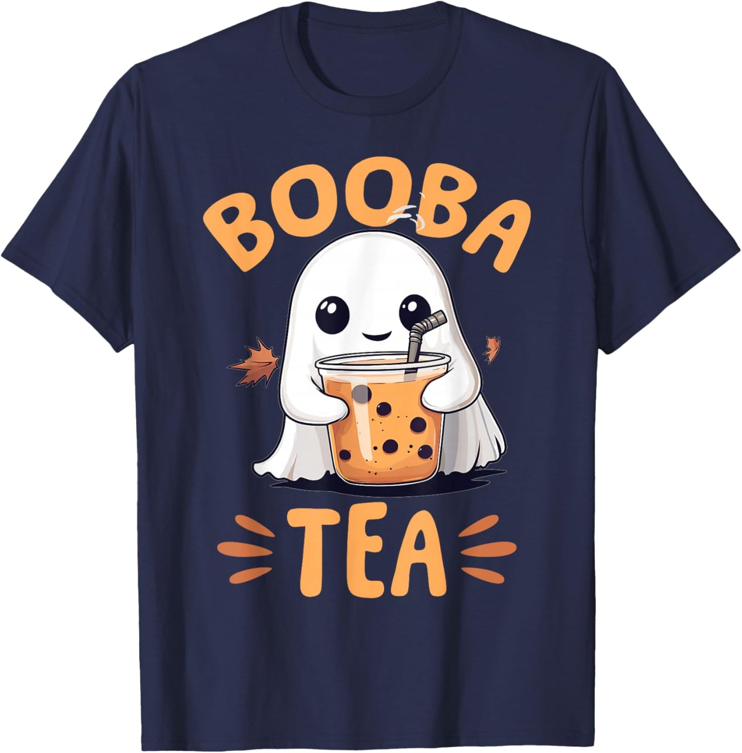 Funny Halloween Ghost Bubble Tea Booba Tea T-Shirt - T-Shirt | Navy