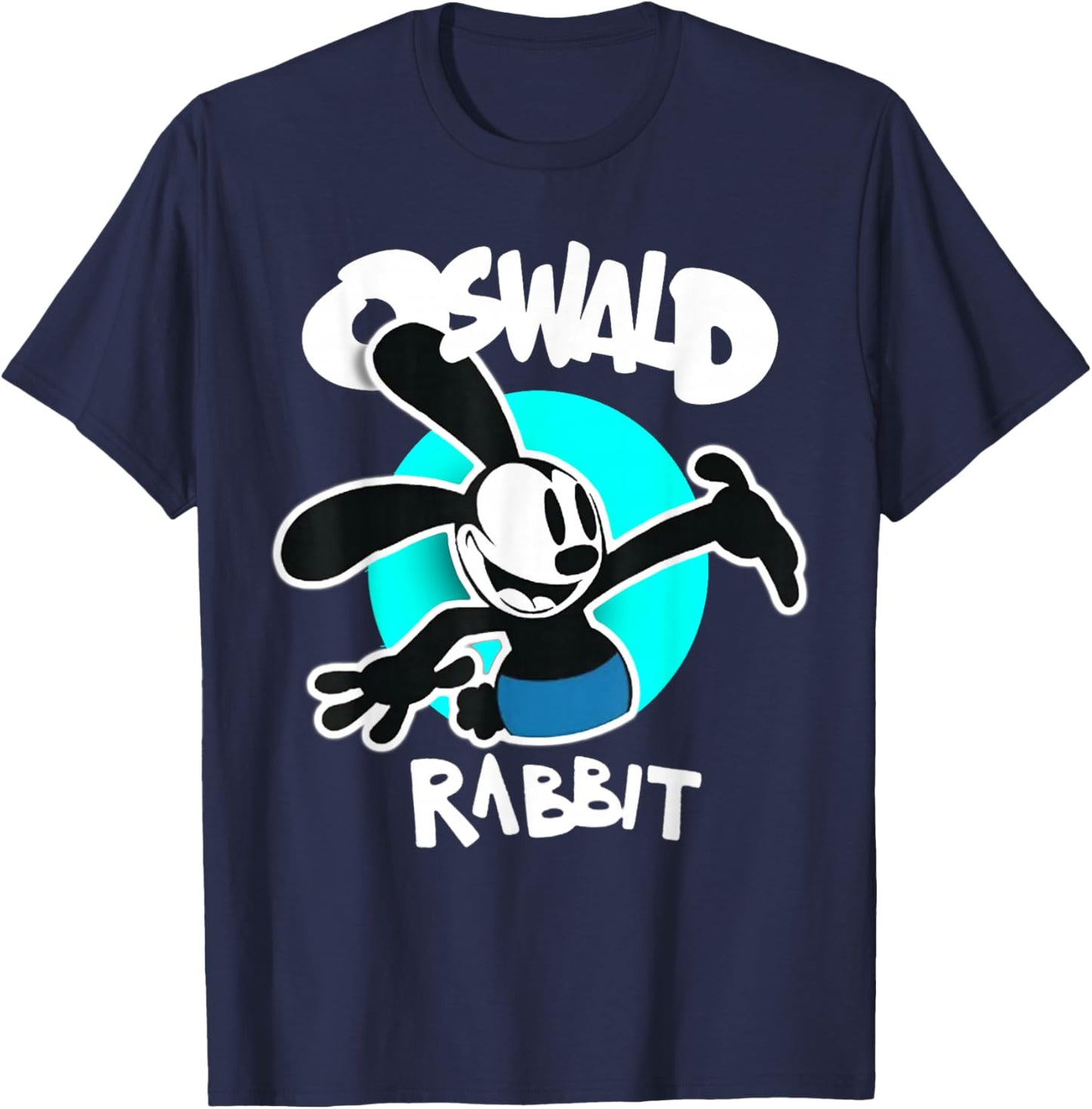 Oswald Rabbit Vintage Cartoon Bunny Happy Teal T-Shirt - T-Shirt | Navy