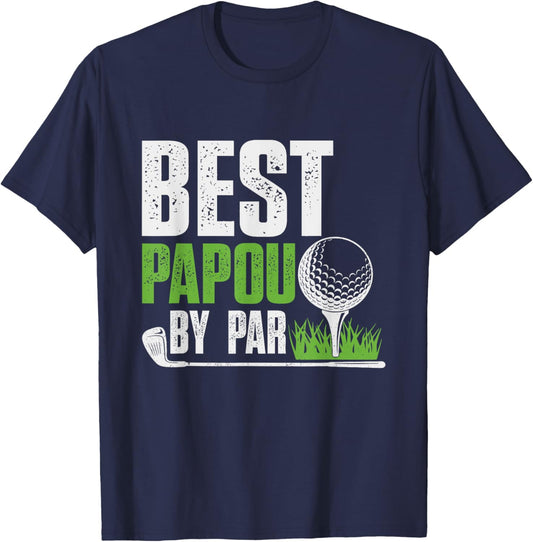 Vintage Best Papou By Par Gifts For Fathers Day Golf Lover T-Shirt - T-Shirt | Navy