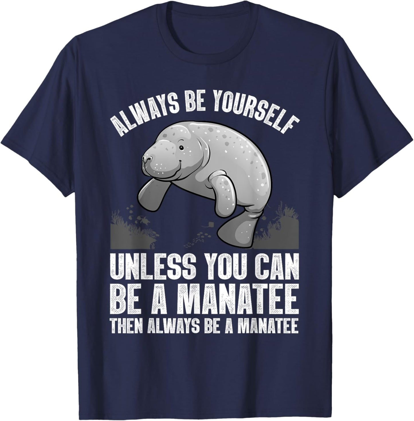 Funny Manatee Design Women Boys Girls Manatee Lover T-Shirt - T-Shirt | Navy