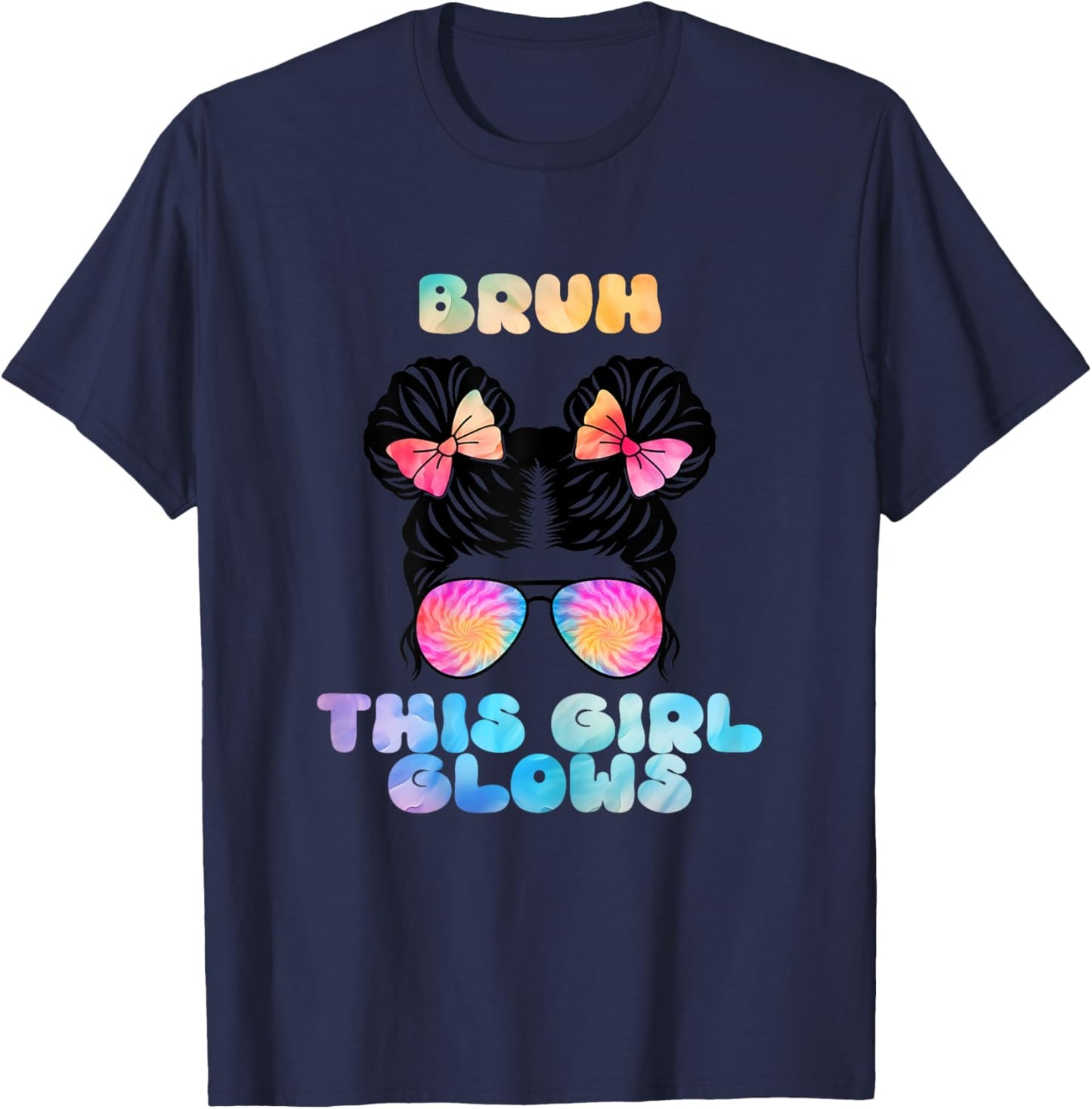 This Girl Is Positive And Tie Dye On Birthday 80's And 90's T-Shirt - T-Shirt | Navy