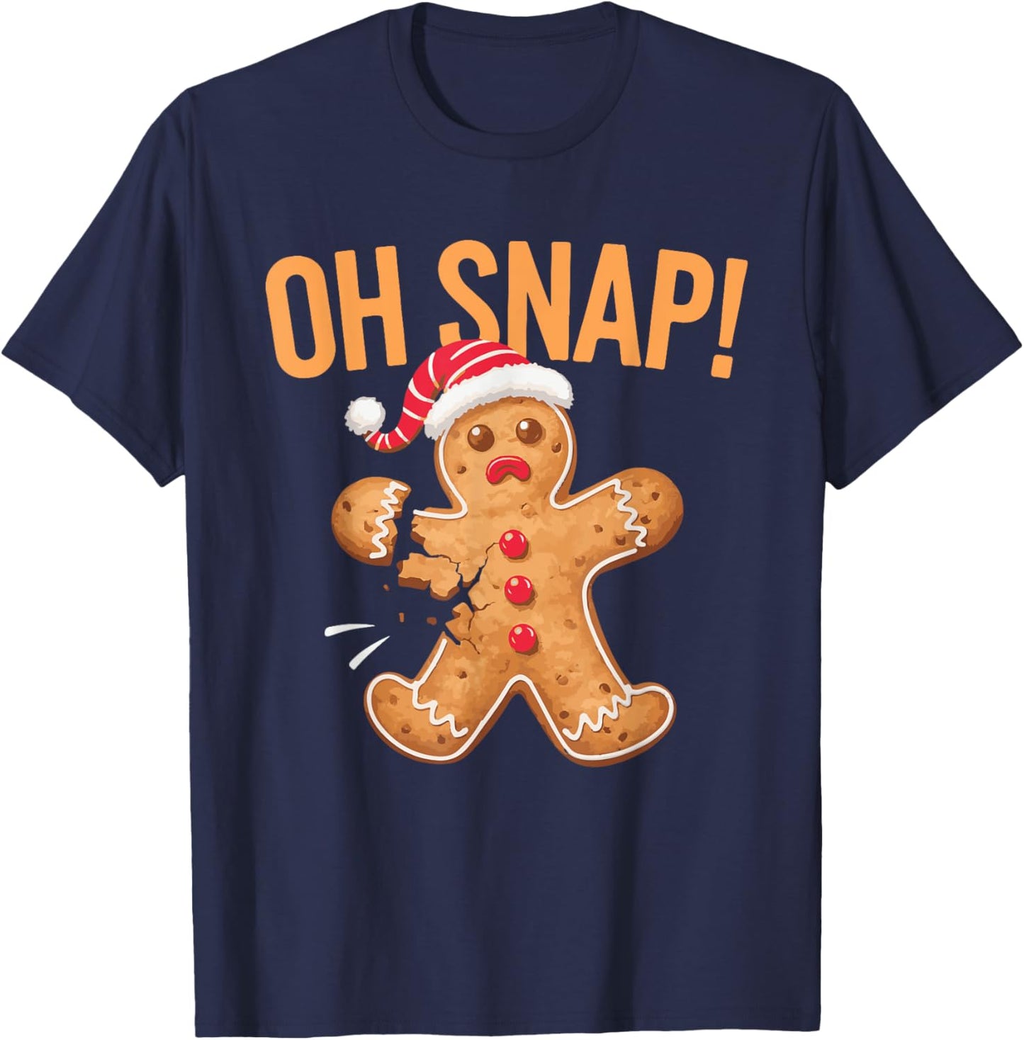Gingerbread Man Oh Snap Christmas T-Shirt - T-Shirt | Navy
