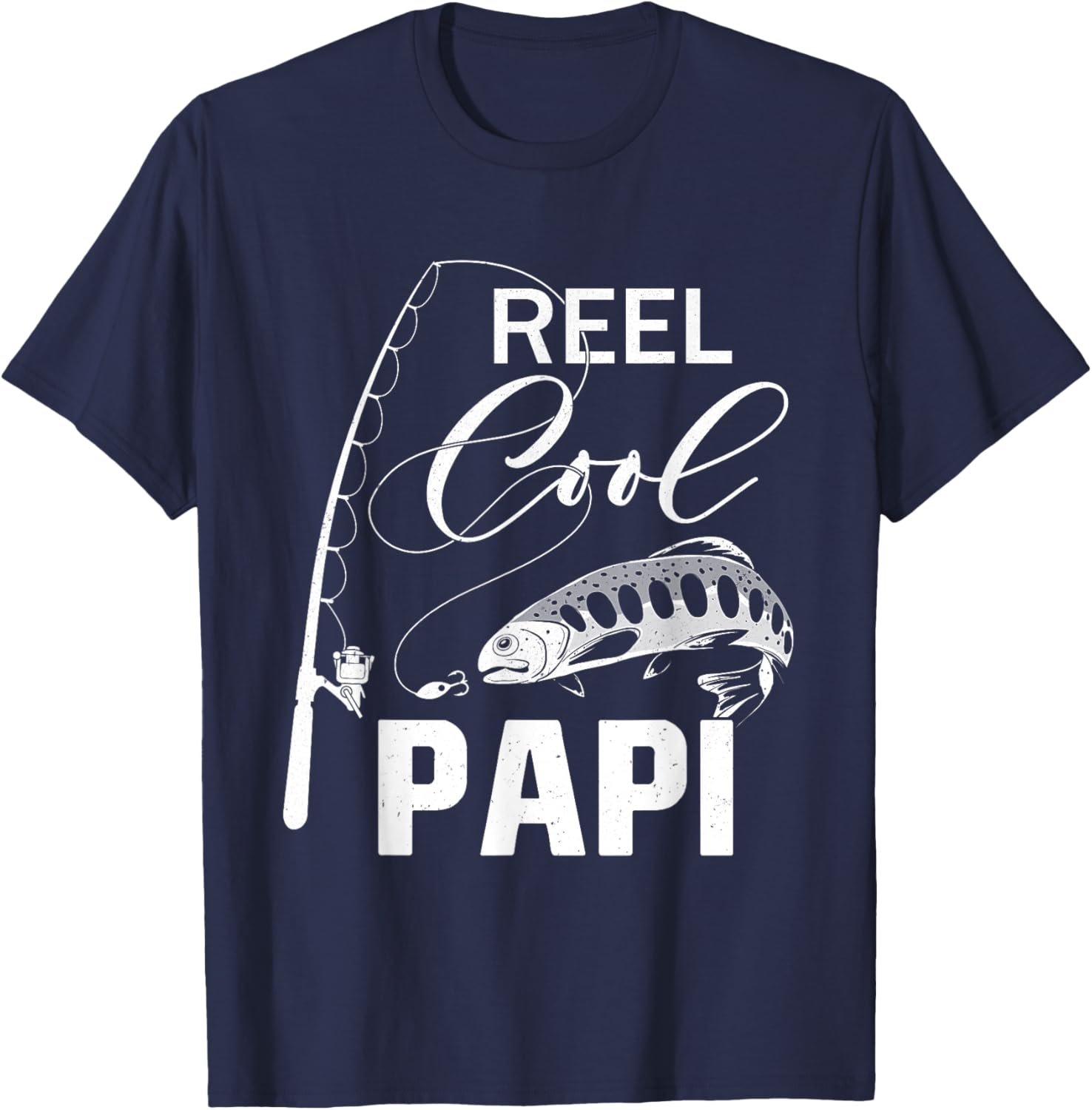 Reel Cool Papi Fishing Gifts For Father's Day Fisherman T-Shirt - T-Shirt | Navy