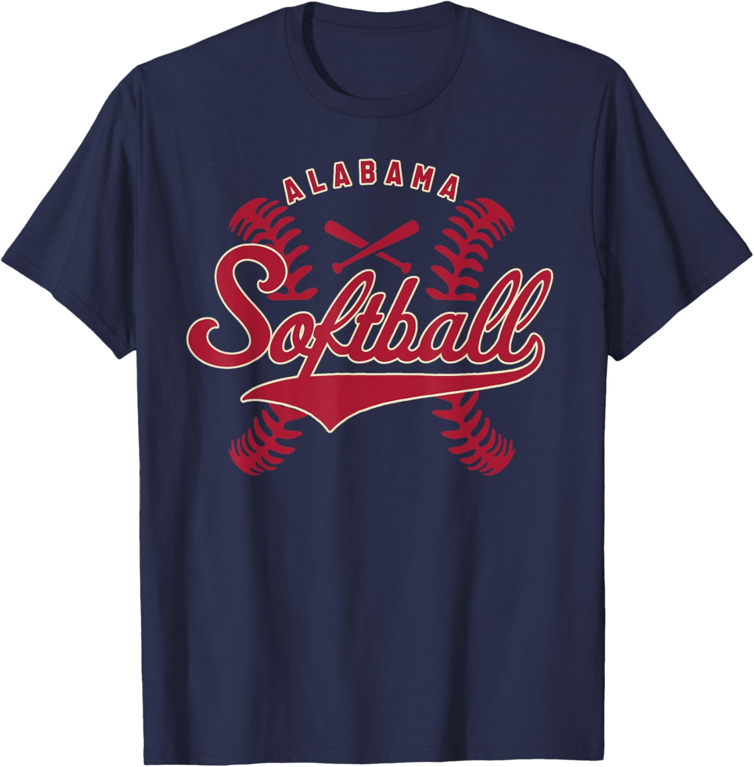 Alabama Softball Vintage Kids Team Retro Softball Fan T-Shirt - T-Shirt | Navy