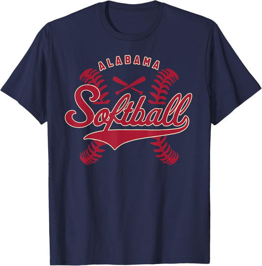 Alabama Softball Vintage Kids Team Retro Softball Fan T-Shirt - T-Shirt | Navy