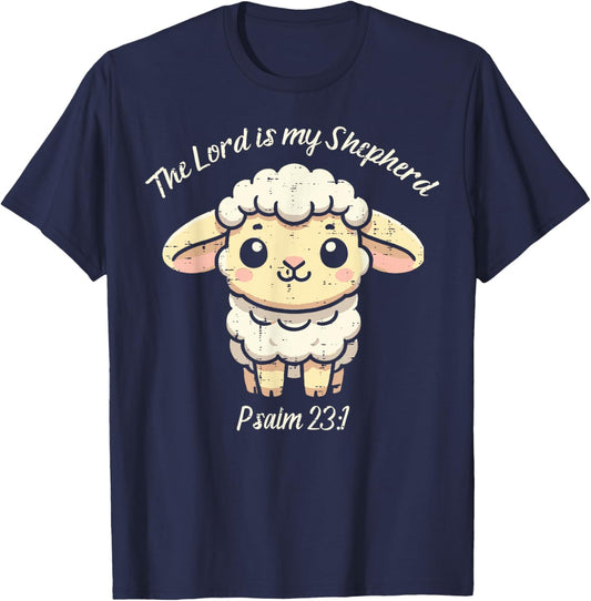 Lord Is My Shepherd Psalm 23 1 Lamb Christian Kids Women Men T-Shirt - T-Shirt | Navy