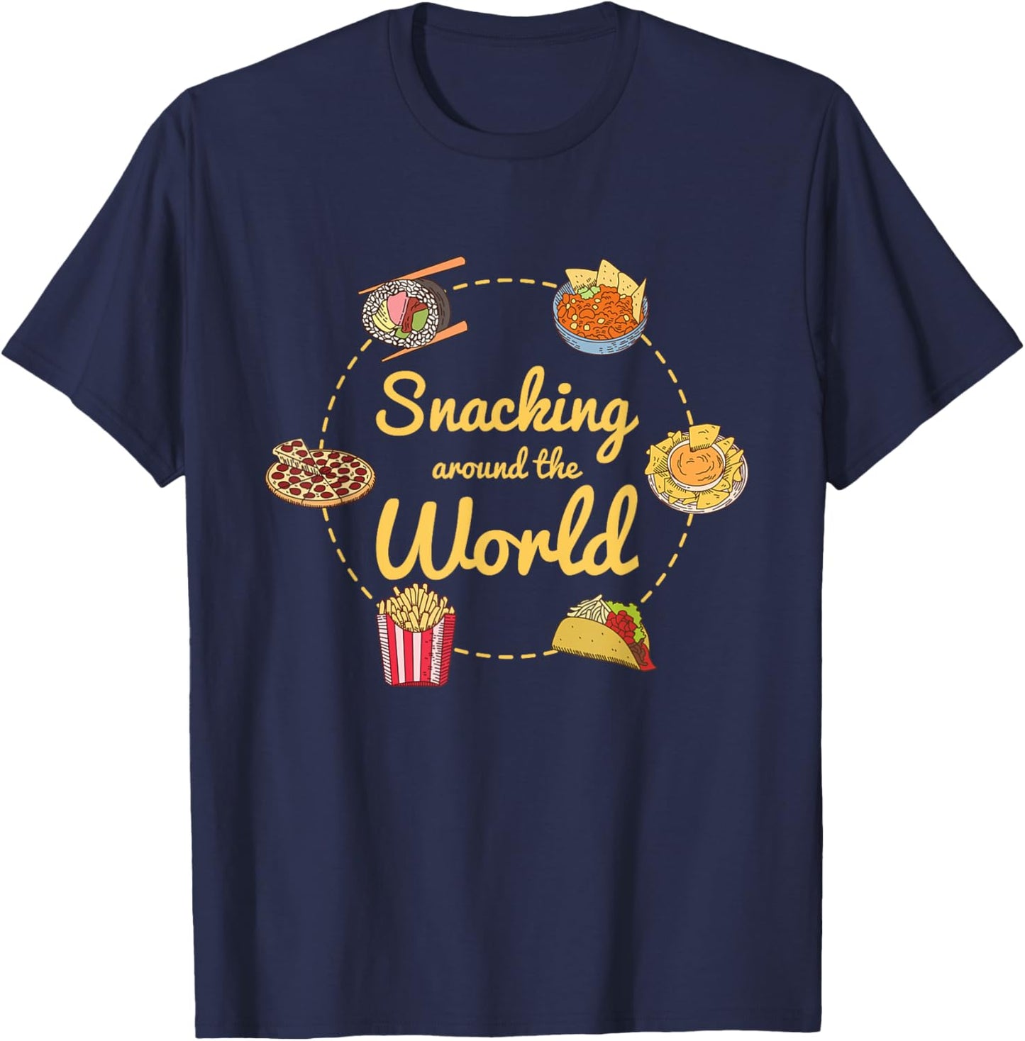 International Travel Cuisine - Snacking Around The World T-Shirt - T-Shirt | Navy