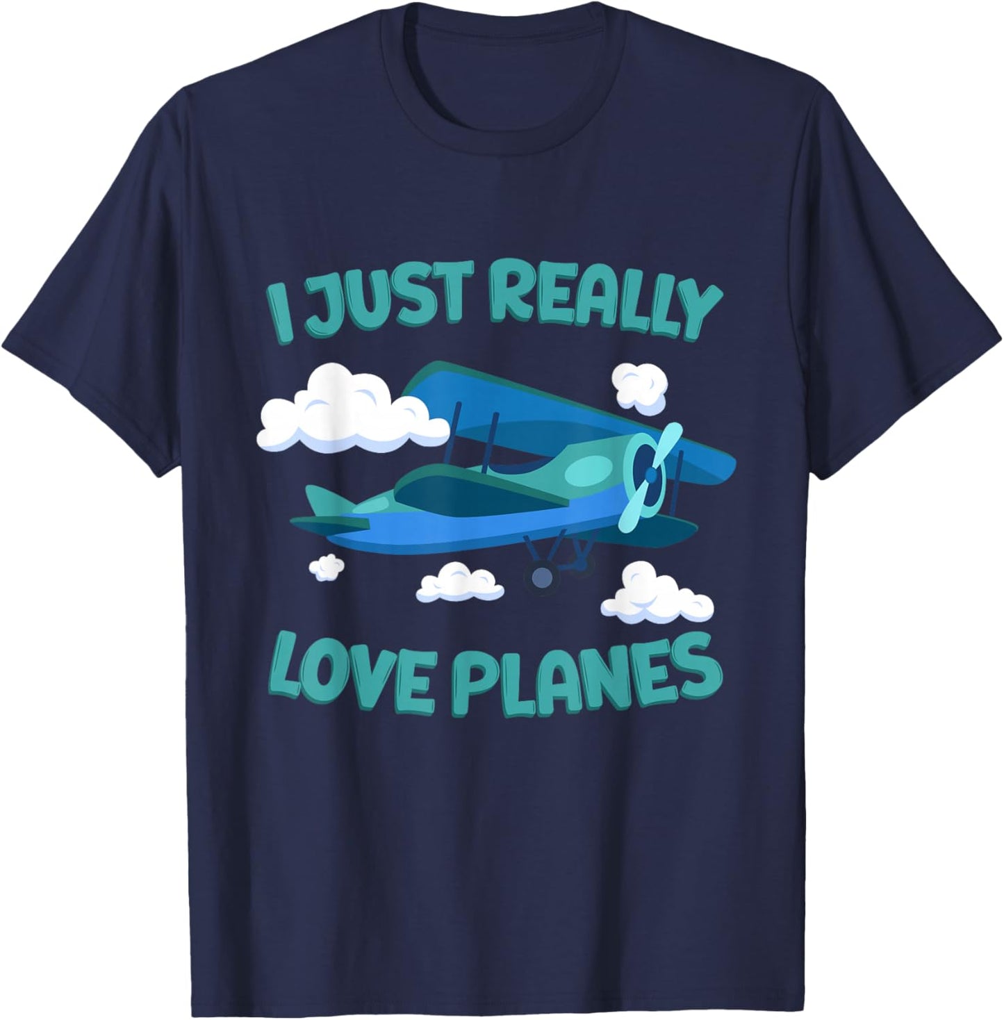 Airplane Lover Kids I Just Really Love Planes T-Shirt - T-Shirt | Navy