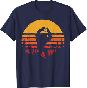 Funny Sasquatch Bigfoot Love Hand Sign Vintage T-Shirt - T-Shirt | Navy