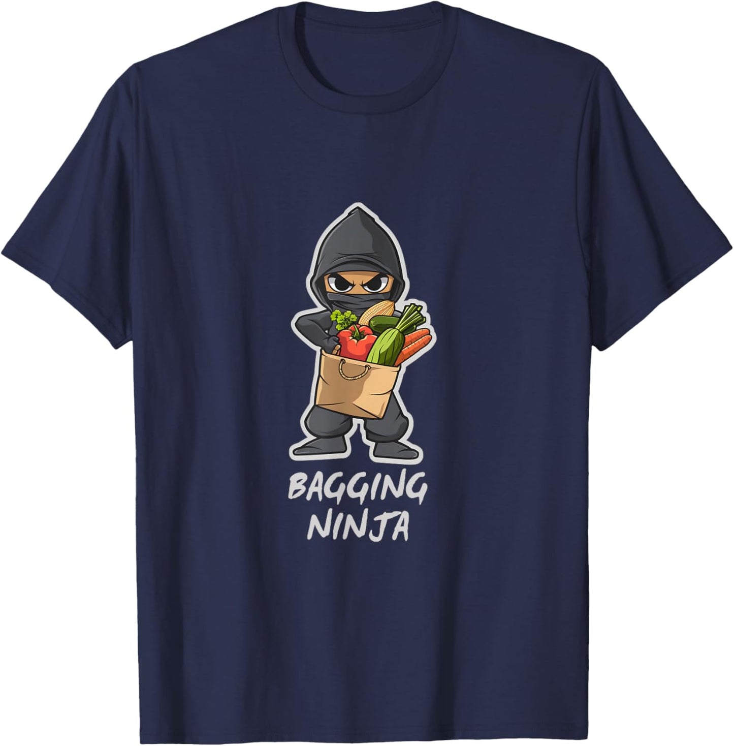 Funny Bag Packer Grocery Store Clerk Bagging Ninja T-Shirt - T-Shirt | Navy