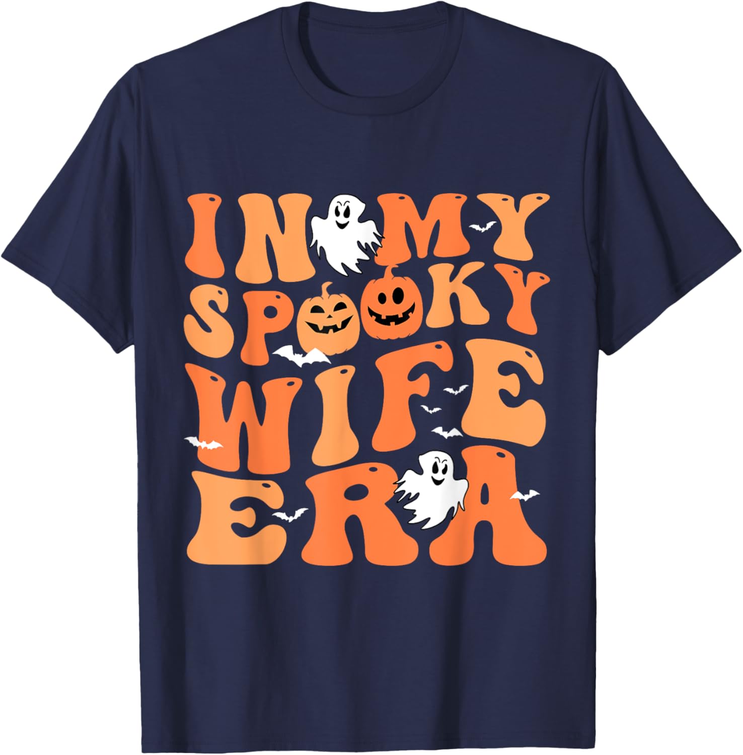In My Spooky Wife Era Halloween Groovy For Wife T-Shirt - T-Shirt | Navy