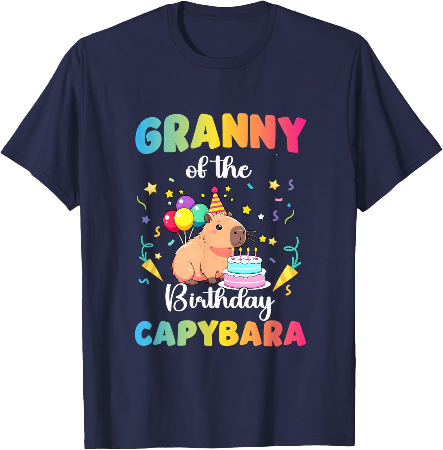 Granny of The Birthday Girl Capybara Bday Party Family T-Shirt - T-Shirt | Navy