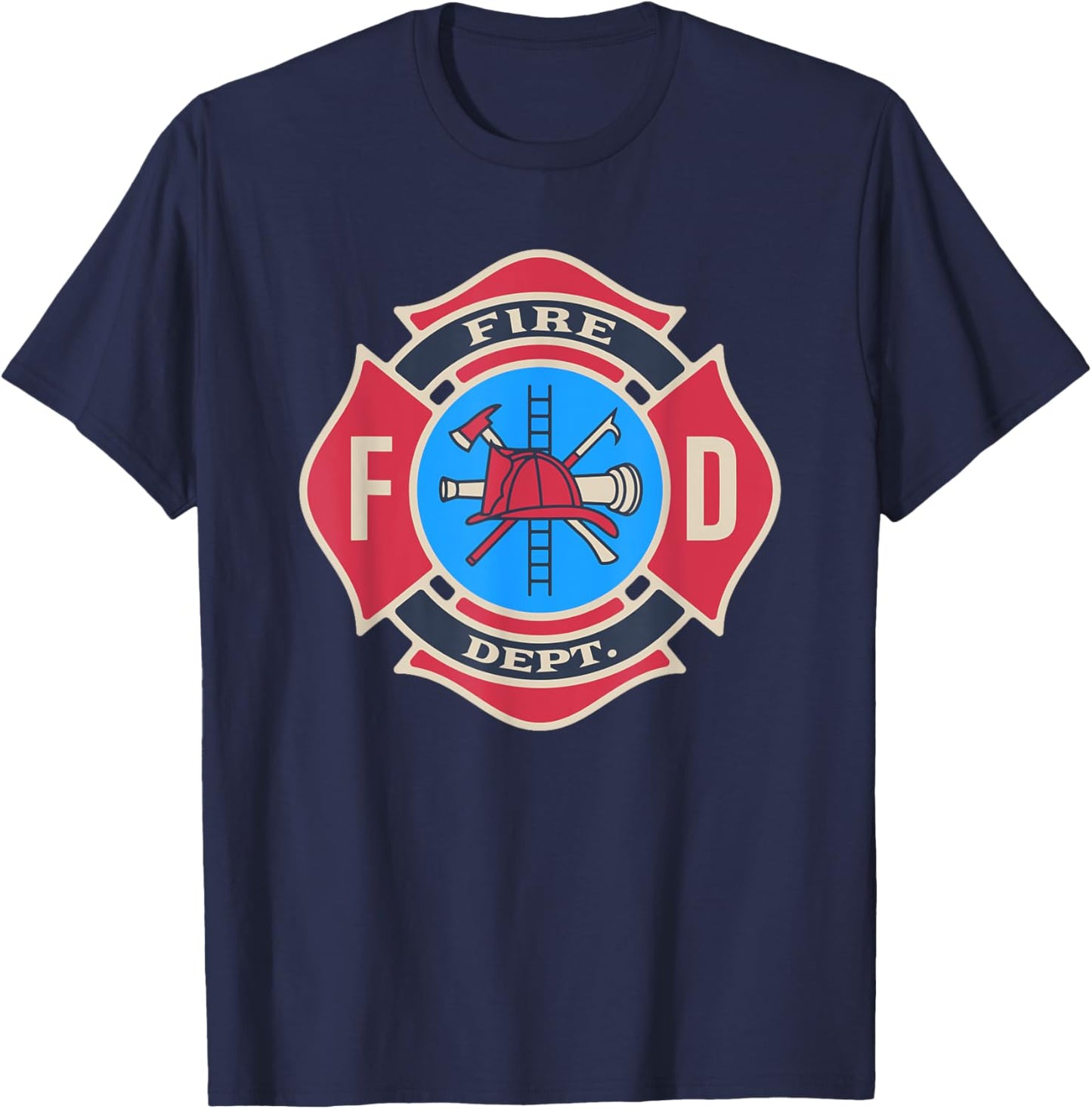 Fire Department Logo Uniform Fireman Firefighter Costume T-Shirt - T-Shirt | Navy