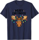Merry Christmoose Sweet moose with Christmas lights T-Shirt - T-Shirt | Navy