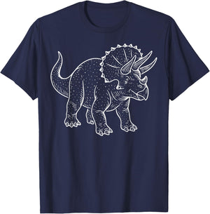 Triceratops Illustration Dinosaur T-Shirt - T-Shirt | Navy